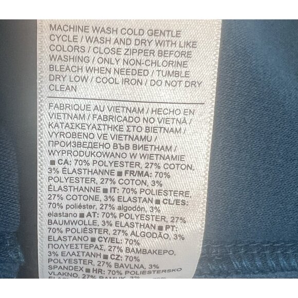 Athleta Women’s Cozy Karma Asym Pullover Sweatshirt Medium Blue Pockets Fleece - Picture 13 of 13